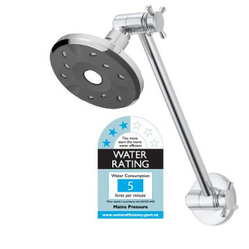 Methven Kiri Satinjet Ultra Low Flow shower head Conventional Dual Pivot Arm