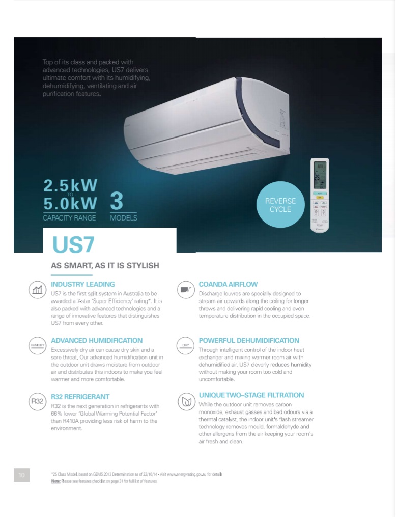 Daikin US7 AU 1 Page Summary Oct 2020