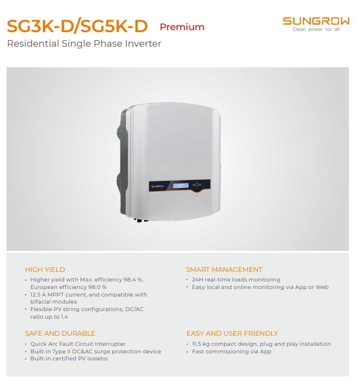 Sungrow 3kW 5kW Premium Datasheet