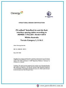 Clenergy SolarRoof Tin and Tile Flush Engineering Certification Letter and Spacing Tables